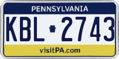 PA license plate KBL2743