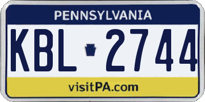 PA license plate KBL2744
