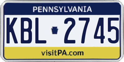 PA license plate KBL2745