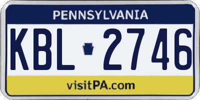 PA license plate KBL2746