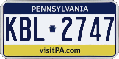 PA license plate KBL2747