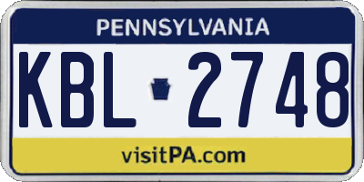 PA license plate KBL2748