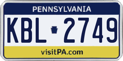 PA license plate KBL2749