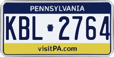 PA license plate KBL2764