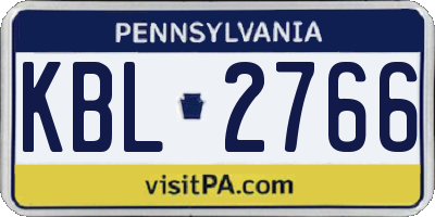 PA license plate KBL2766