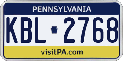 PA license plate KBL2768