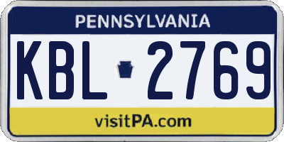 PA license plate KBL2769