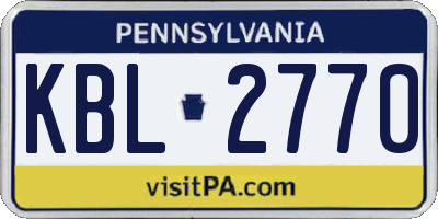 PA license plate KBL2770