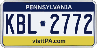 PA license plate KBL2772