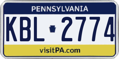 PA license plate KBL2774