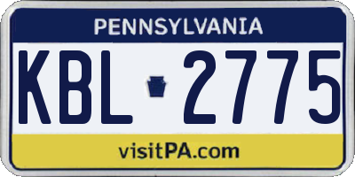 PA license plate KBL2775