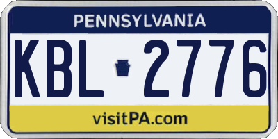 PA license plate KBL2776