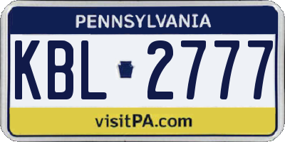 PA license plate KBL2777
