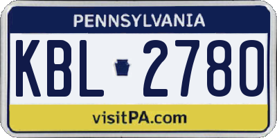 PA license plate KBL2780