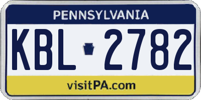 PA license plate KBL2782