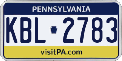 PA license plate KBL2783