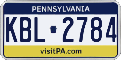 PA license plate KBL2784