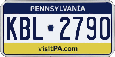 PA license plate KBL2790