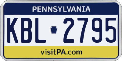 PA license plate KBL2795