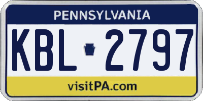 PA license plate KBL2797