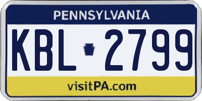 PA license plate KBL2799