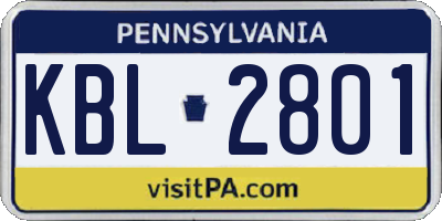 PA license plate KBL2801