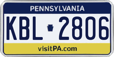 PA license plate KBL2806