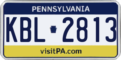 PA license plate KBL2813
