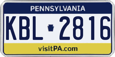 PA license plate KBL2816
