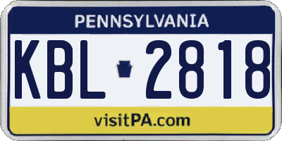 PA license plate KBL2818