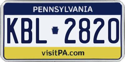 PA license plate KBL2820