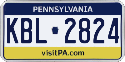 PA license plate KBL2824