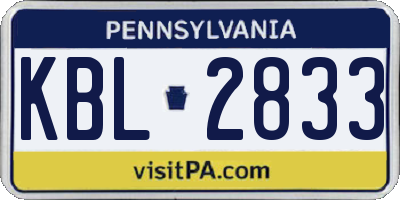 PA license plate KBL2833