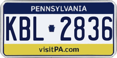PA license plate KBL2836