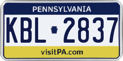 PA license plate KBL2837