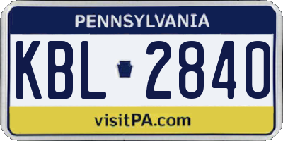 PA license plate KBL2840