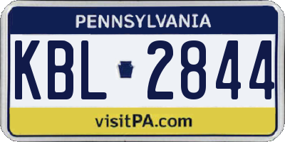 PA license plate KBL2844
