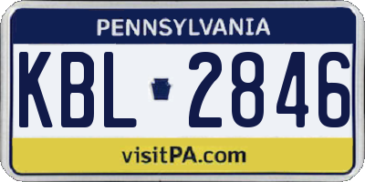 PA license plate KBL2846