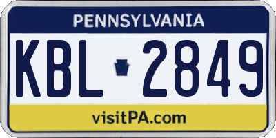 PA license plate KBL2849