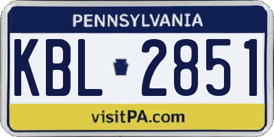 PA license plate KBL2851