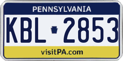 PA license plate KBL2853