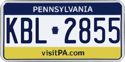 PA license plate KBL2855