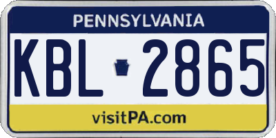 PA license plate KBL2865