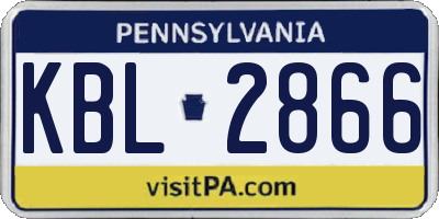 PA license plate KBL2866