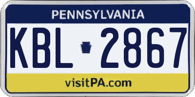 PA license plate KBL2867