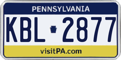PA license plate KBL2877