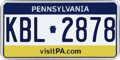PA license plate KBL2878