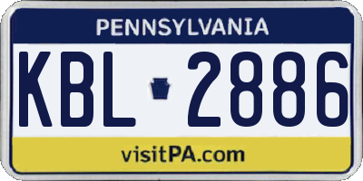 PA license plate KBL2886