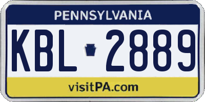 PA license plate KBL2889
