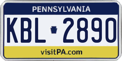 PA license plate KBL2890